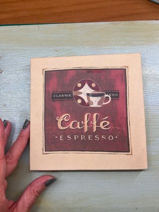 Set 3 Quadretti Tema Caffe Legno Stoffa