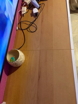 Mueble TV madera y blanco