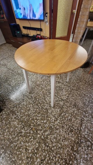 Mesa redonda plegable madera
