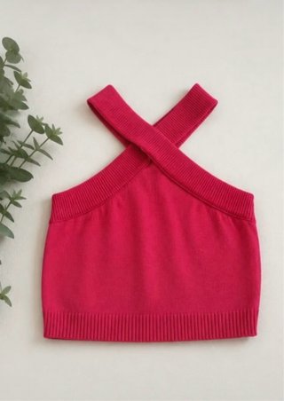 Top fucsia cruzado talla m