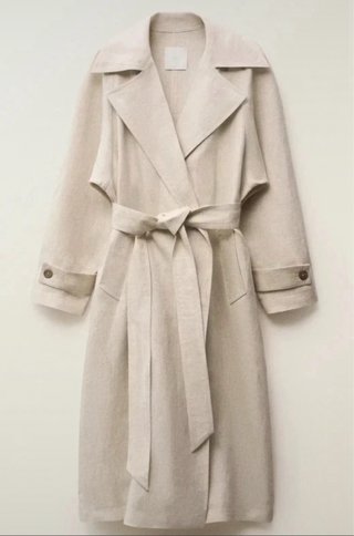 Gabardina Lino  de mango color Beige Talla M nueva