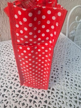 Borsa rossa pois bianchi con gattini in plastica