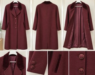 Elegante abrigo mujer granate/burdeos