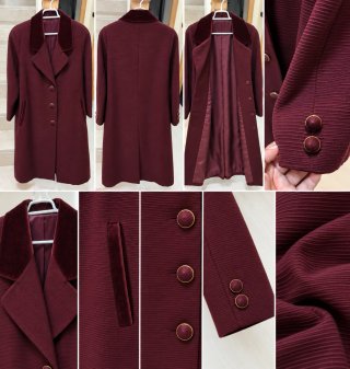 Elegante abrigo mujer granate/burdeos