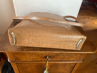 Borsa Nicoli pelle effetto cocco  beige tracolla