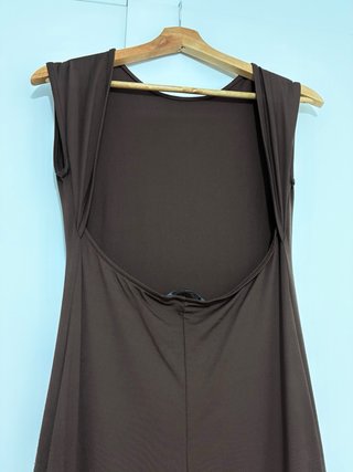 Vestido marrón chocolate ajustado largo