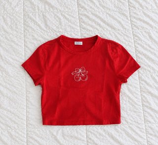 Top Bershka Rojo Cereza Talla S