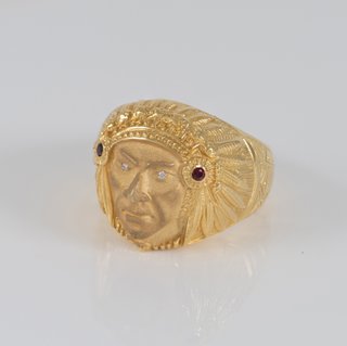 Anillo cabeza indio oro 18k 750
