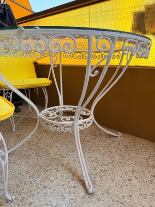 Mesa Terraza Metal y Cristal con Sillas