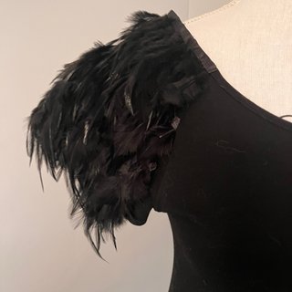 Vestido mini negro con plumas