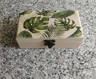 Joyero madera con espejo - Boho - Hojas Tropicales
