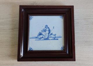 Pareja Antiguos Azulejos Delft Siglo XVIII