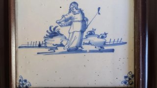 Pareja Antiguos Azulejos Delft Siglo XVIII
