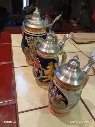 3 Jarras Cerveza Alemana Cerámica