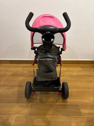 Triciclo para bebé rosa y gris