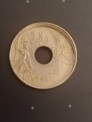 25 ptas Castilla La Mancha año 1996 defecto corte.
