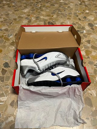 Zapatilla Deportiva Nike Shox R4 Azul/Blanco