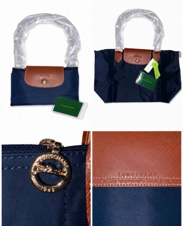 Bolso Longchamp L Azul Marino y Marrón