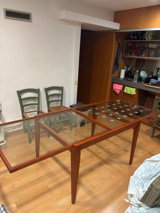 Mesa de centro extensible madera y cristal
