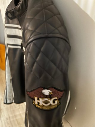Chaqueta Piel Harley Davidson Negra y Blanca