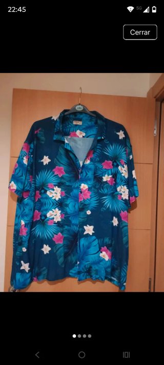 Camisa Hawaiana Estampada Azul y Rosa Talla XXxxL