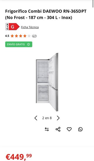 Frigorífico Combi Daewoo No Frost Inox
