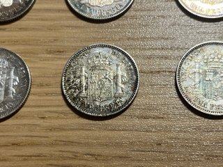 6 Monedas de 1 peseta de Alfonso XIII