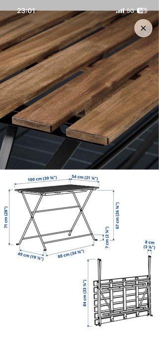 Mesa Plegable Tarno Ikea Madera y Metal