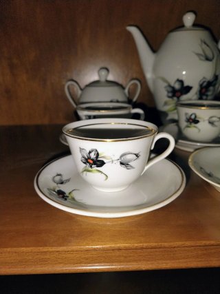 Juego Café/Té Mid Century Tulipán Negro