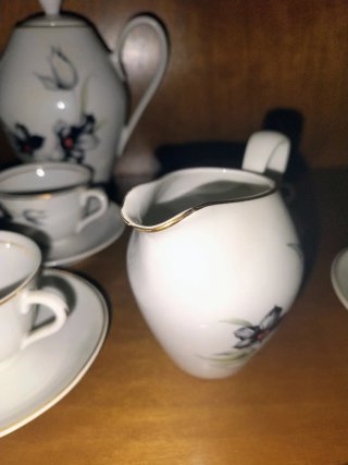 Juego Café/Té Mid Century Tulipán Negro