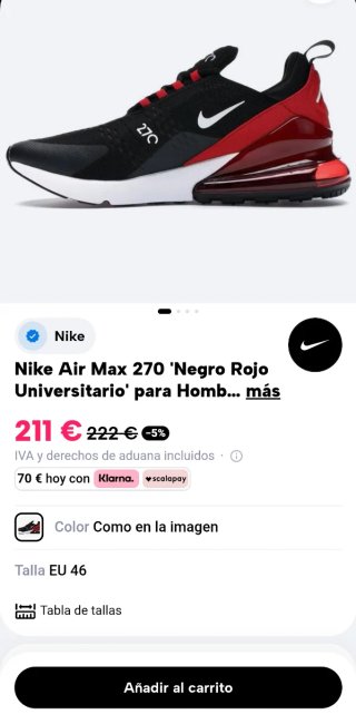 Zapatillas Nike Air Max 270 Negras Rojas