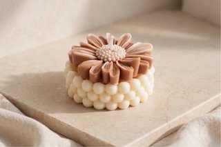 Vela Artesanal Flor Margarita Boho Base Bubble