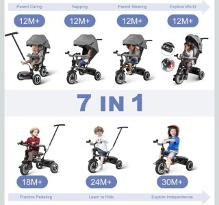 Triciclo Evolutivo 7 en 1 Gris