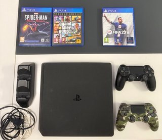 Consola PS4 Slim 500GB Negra + 2 mandos y 1 juego