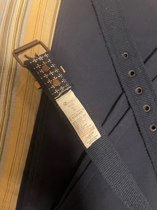 Pantalone in cotone blu + cintura 11-12 anni