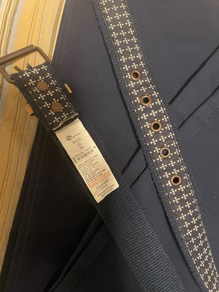 Pantalone in cotone blu + cintura 11-12 anni
