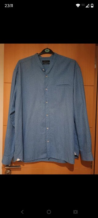 Camisa cuello de mao azul estampada talla XXL