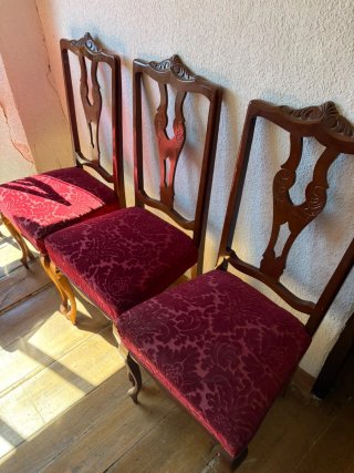 Conjunto 6 sillas comedor madera y tela