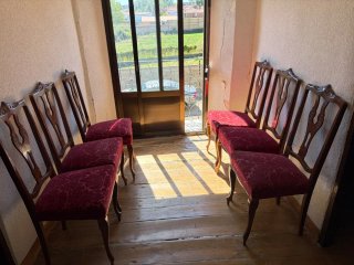 Conjunto 6 sillas comedor madera y tela