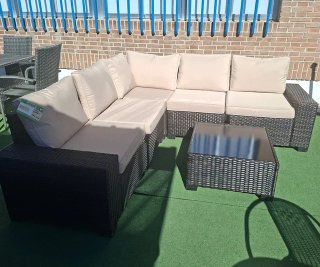 Conjunto de jardín modular ratán y cristal. NUEVO