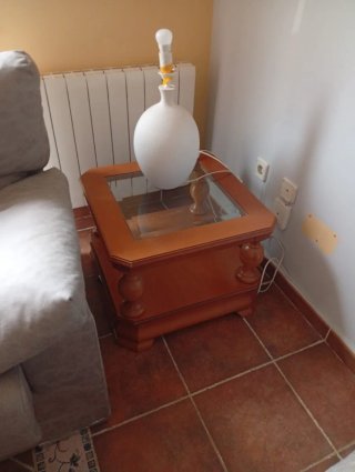 Mesa auxiliar madera maciza con cristal