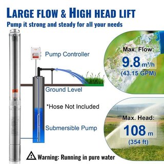 Bomba Sumergible Pozo Profundo VEVOR 1500W