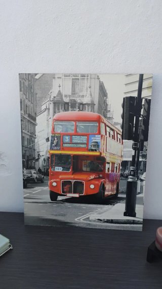 Cuadro Londres Bus Rojo Madera