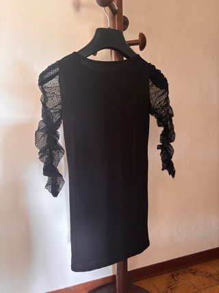 Vestito Pittarello nero maniche a pois