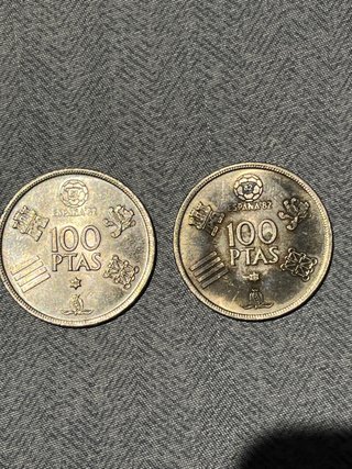 2 Monedas 100 Pesetas España 82