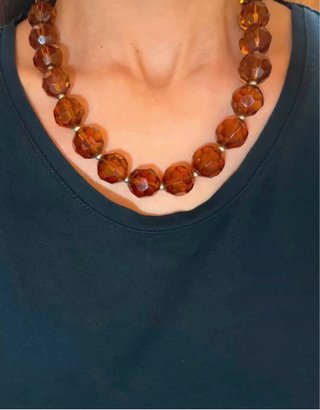 Collana girocollo vintage ambra