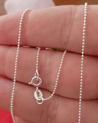 Collar Cadena de  Plata Ley 925 con Bolitas 40cm