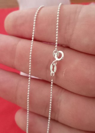 Collar Cadena de  Plata Ley 925 con Bolitas 40cm