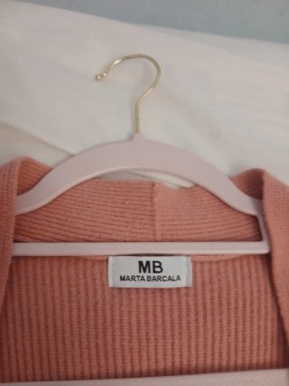 Chaleco largo punto rosa