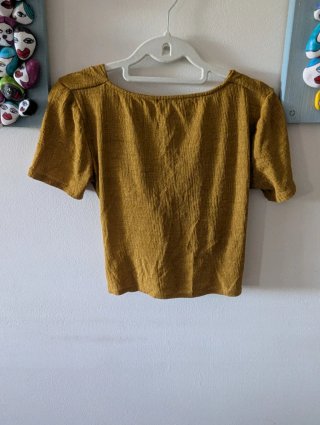 Zara Top Amarelo Mostarda com Nó - M